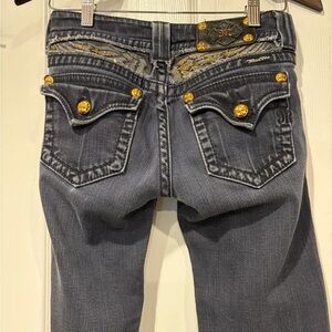 Miss Me Boot Cut Jeans with Gold Accents Size 27